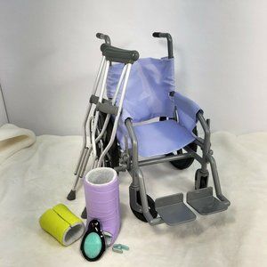 American Girl Doll Periwinkle Wheelchair Includes Cast, Crutches, Finger Splint